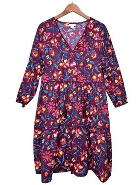 Sundance Eternal Summer Floral Tiered Cotton Tunic Dress Size Large Boho Beach